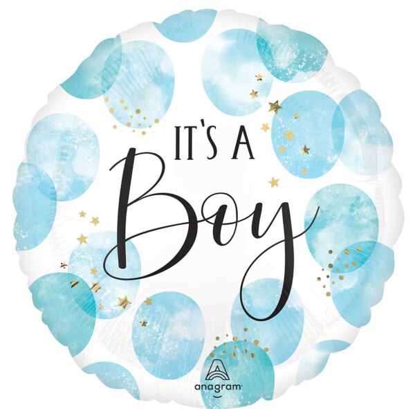 Ballon Mylar 17'' Baby Boy Blue Watercolor