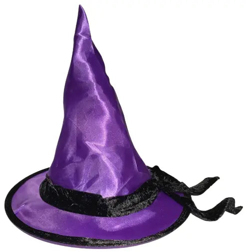 Chapeau de Sorcière en Satin Violet Élégant