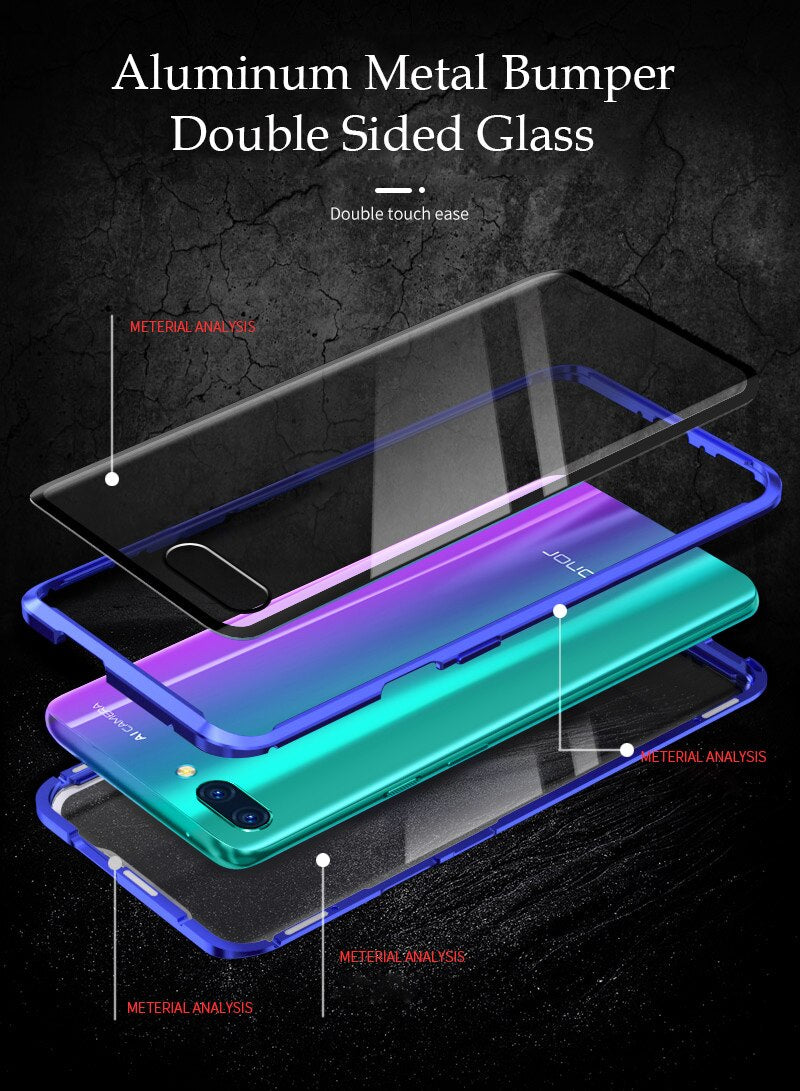 Coque Antichoc Magnétique en Verre Trempé 9H pour Huawei Honor