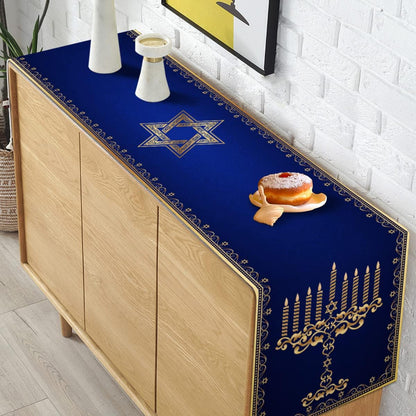 🕎 Chemin de Table Hanoucca - Étoile de David & Menorah 🌟