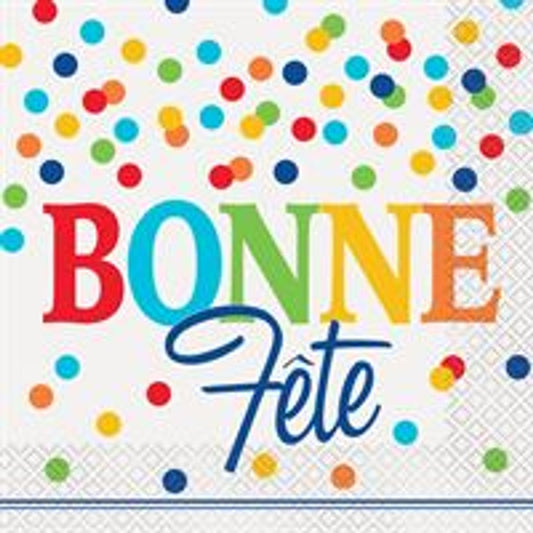 Rainbow Dot ''Bonne Fête'' Napkin - Lunch Napkin 13''