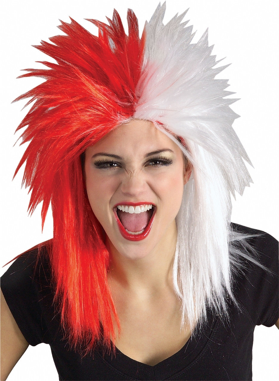 Wig Mullet Sportif Rouge/Blanc