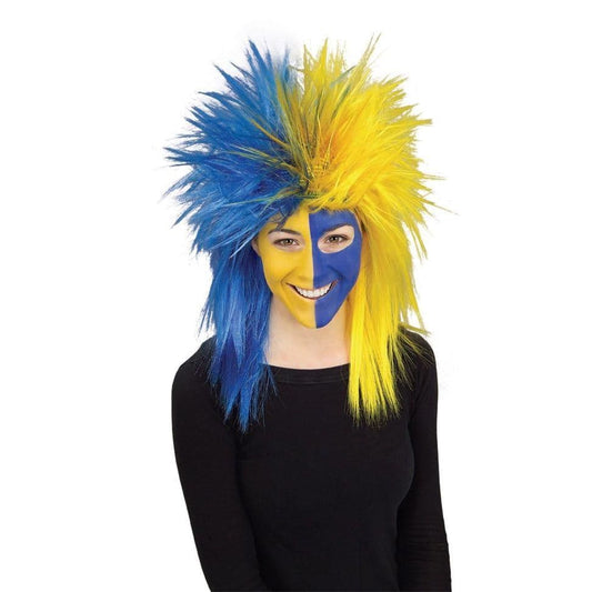 Sports Fanatic Wig Blue/Yellow