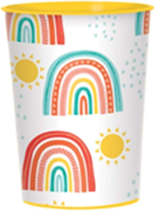 Retro Rainbow Plastic Cup 16 Oz