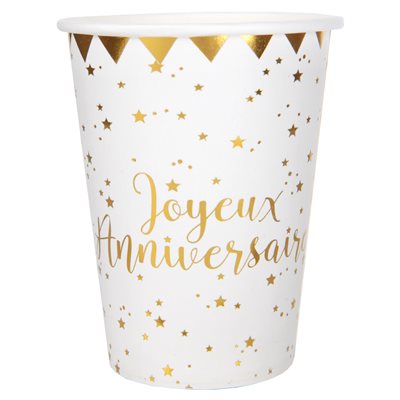 Gobelets Élegants Joyeux Anniversaire 9oz