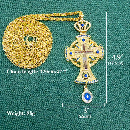 ✝️ Collier Croix Chrétienne Plaqué Or – Style Antique & Pierres Rouges 🕊️