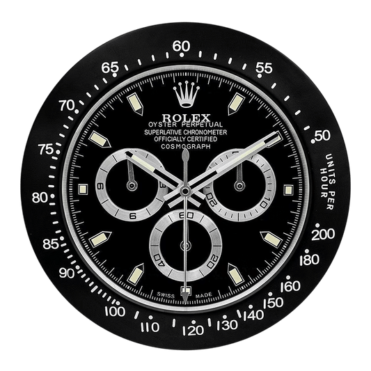 Horloge Murale de Luxe - Rolex Daytona Noir Intégral
