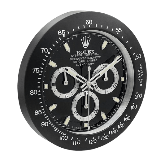 Horloge Murale de Luxe - Rolex Daytona Noir Intégral