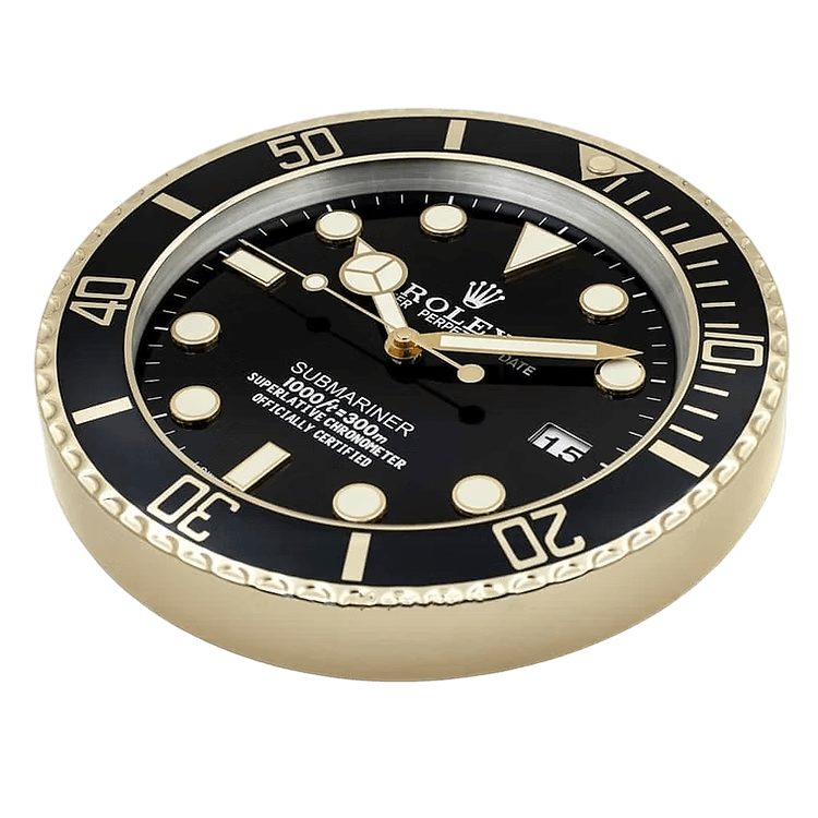 Horloge Murale Rolex Submariner Noire & Dorée – Plongée dans l’Excellence ⚓🖤✨