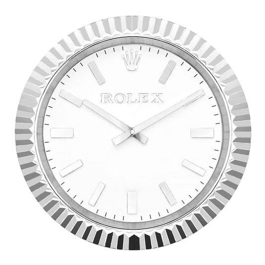 Horloge Murale de Luxe Datejust Style Rolex Argent - Élégance et Précision Intemporelle - Passeport Cases