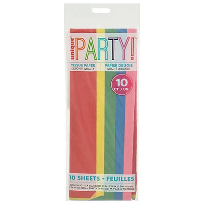 Feuilles de Tissue Multicolores - Pack de 10