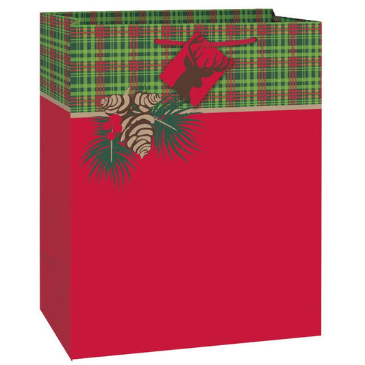 Large Red And Green Tartan Christmas Gift Bag