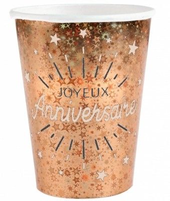 Gobelets Holographiques Joyeux Anniversaire - 9oz (Pack de 10)