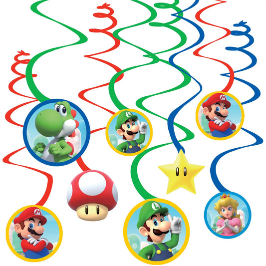 Décorations en Spirale Foil Super Mario Bros - Pack Festif