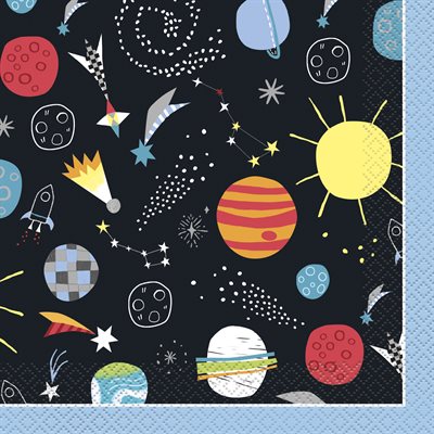 Serviettes Outer Space - 16 serviettes lunaires 33 cm