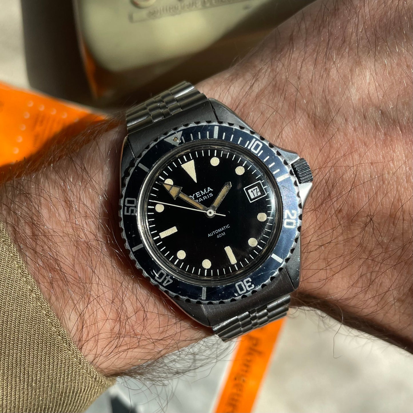 Vintage Watch Yema Submariner "Batman" σε χάλυβα από τη δεκαετία του 1980