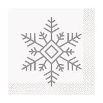 Serviettes de Boisson Argent Flocon de Neige 10''