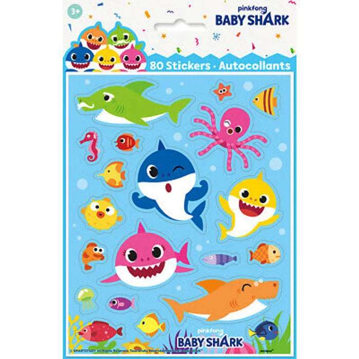 Feuilles de Stickers Baby Shark - Amusement Coloré pour Enfants