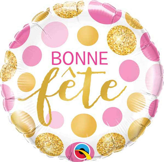 M.18'' Bonne Fête Pois Fond Blanc