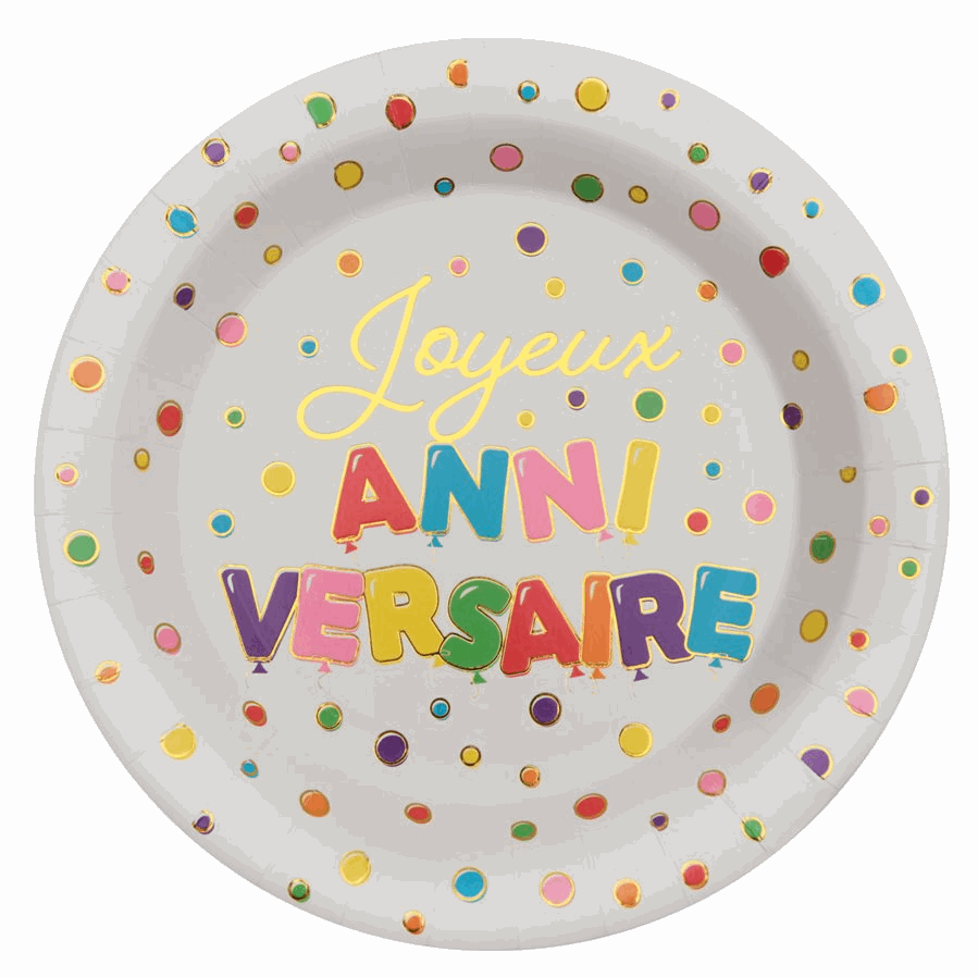 Assiettes Multicolores pour Anniversaire avec Ballons