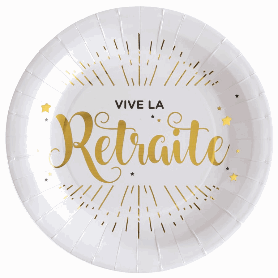 Assiettes en Carton Classiques "Vive La Retraite" - Santex