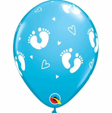 B.11'' Baby Footprints & Hearts (Blue)