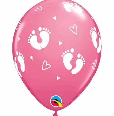 B.11'' Baby Footprints & Hearts (Pink)