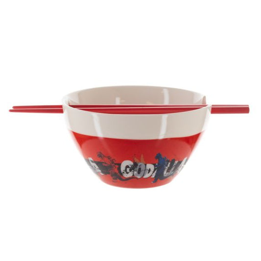 Japanese Ramen Noodle Bowl with Chopsticks - Godzilla