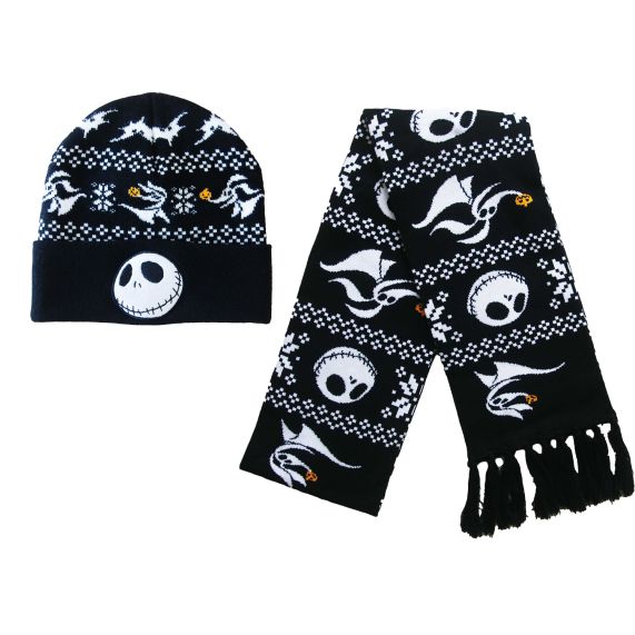 Ensemble Beanie et Écharpe Jack Skellington