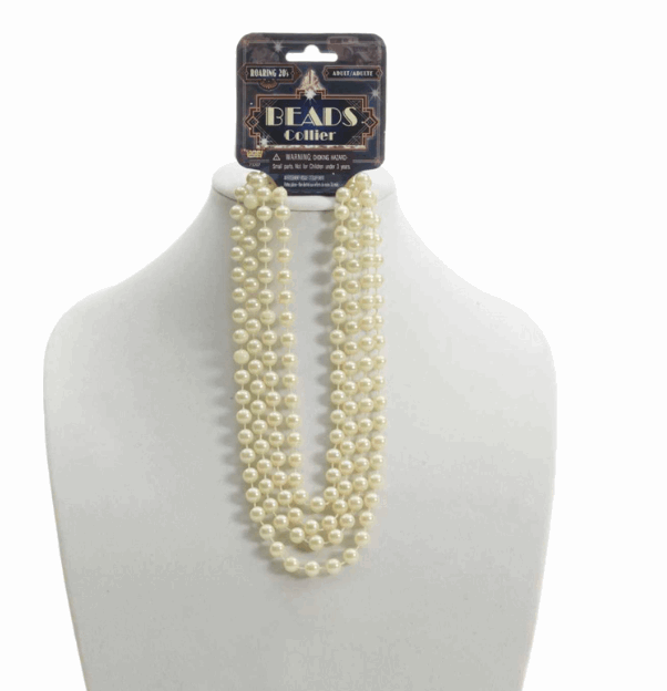 Collier de Perles Beige Inspiré des Années Folles