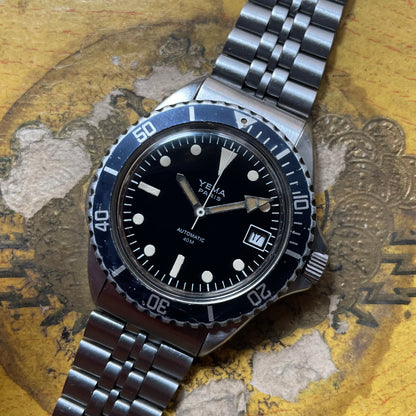 Vintage Watch Yema Submariner "Batman" σε χάλυβα από τη δεκαετία του 1980