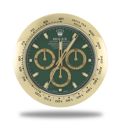 Reloj de pared de lujo Daytona - diseño elegante de oro y verde