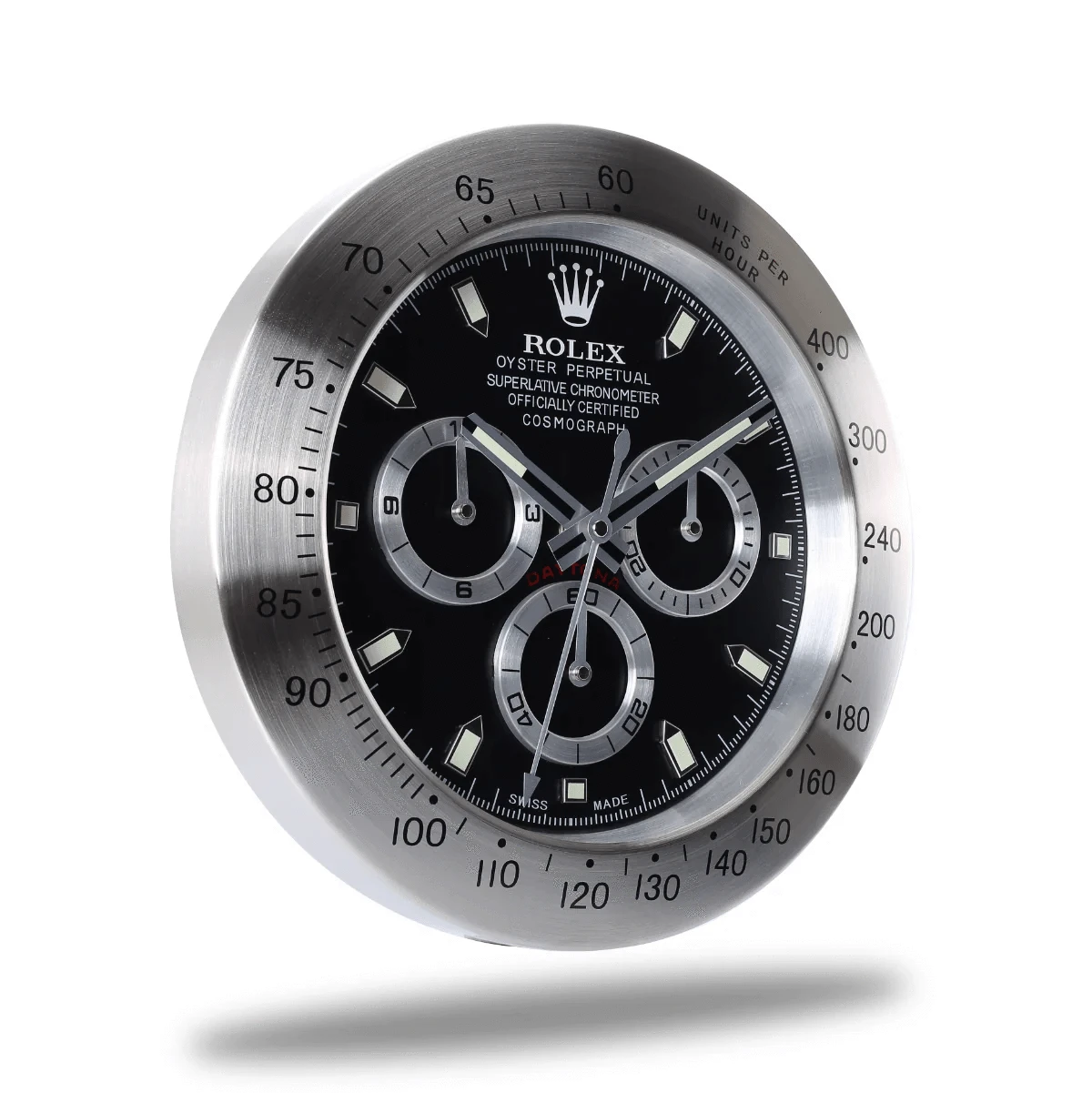 Rolex Daytona Silver and Black Luxury Wall Clock - Elegance and Precision