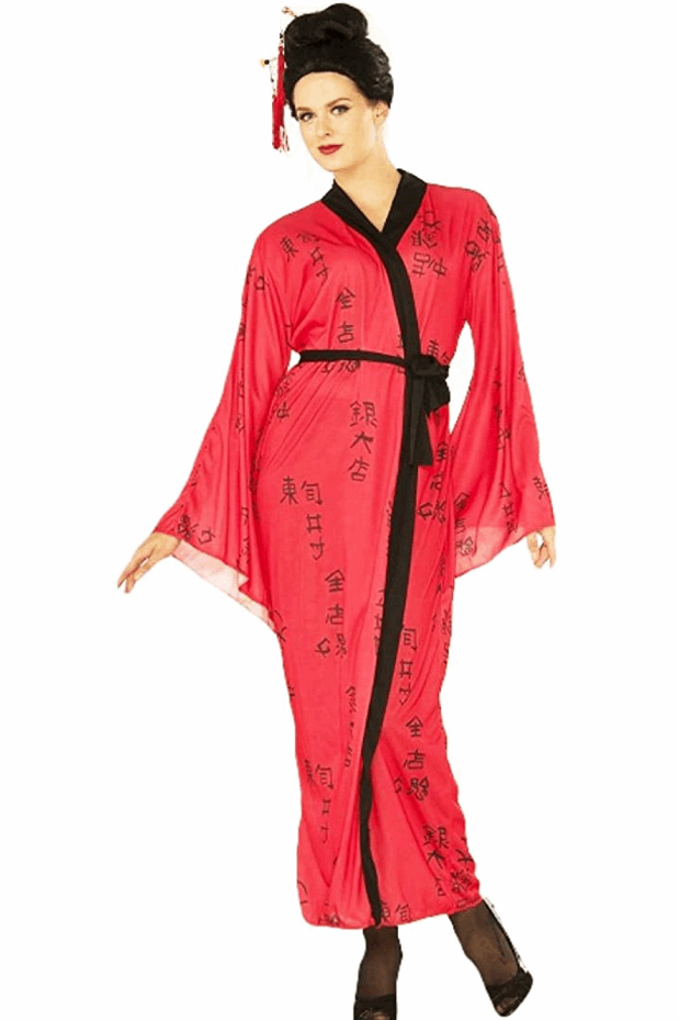 Robe Kimono Longue Rouge Émperor's Lady