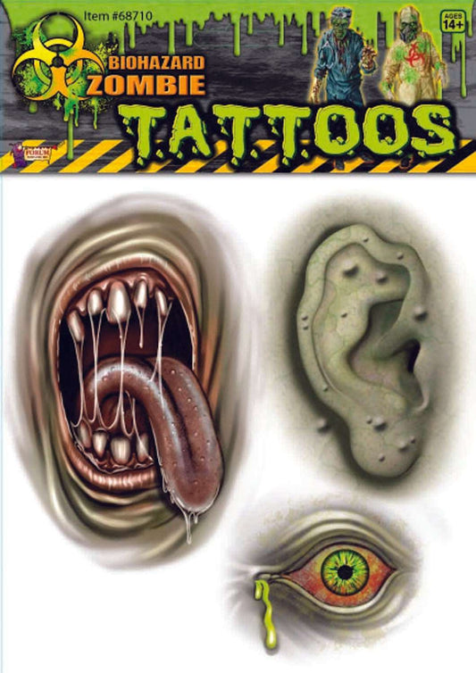 Tatouages Temporaires Mutants Biohazard pour un Look Zombie Époustouflant