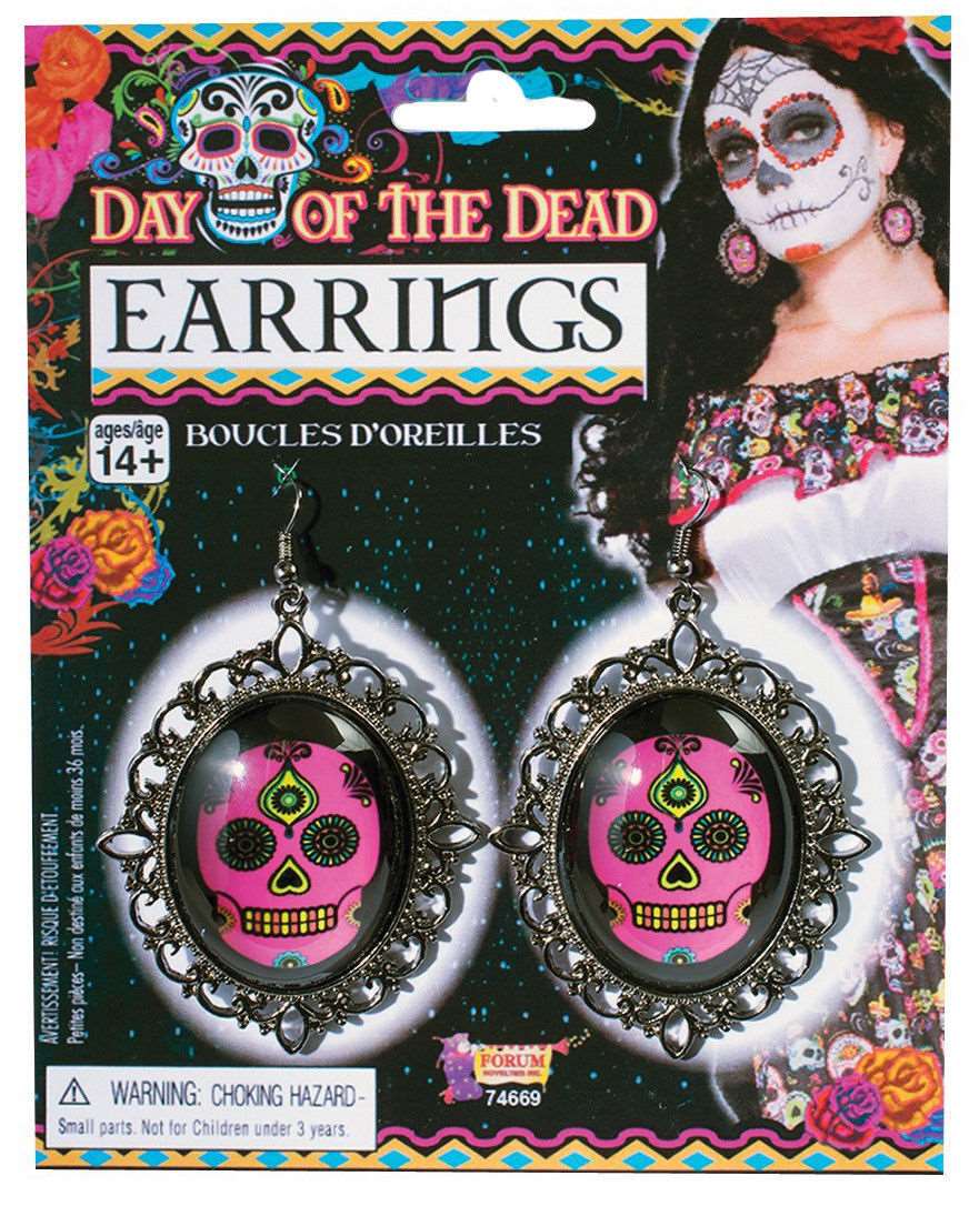 Boucles d'Oreilles Crânes Émaillés du Jour des Morts