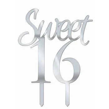 Cake Topper Élégant Sweet "16" pour Anniversaire