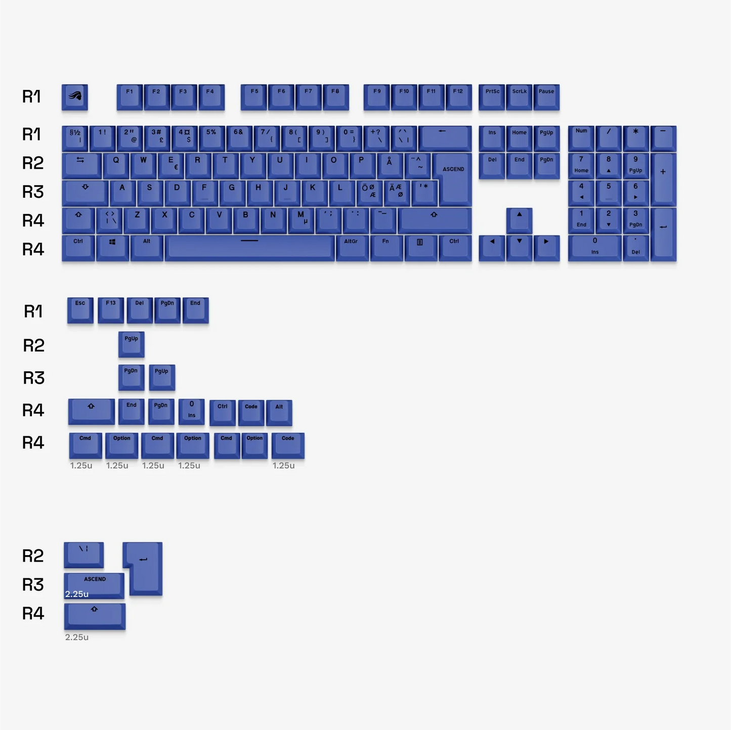 GPBT Mana Blue Basics Keycaps - Minimalist Design