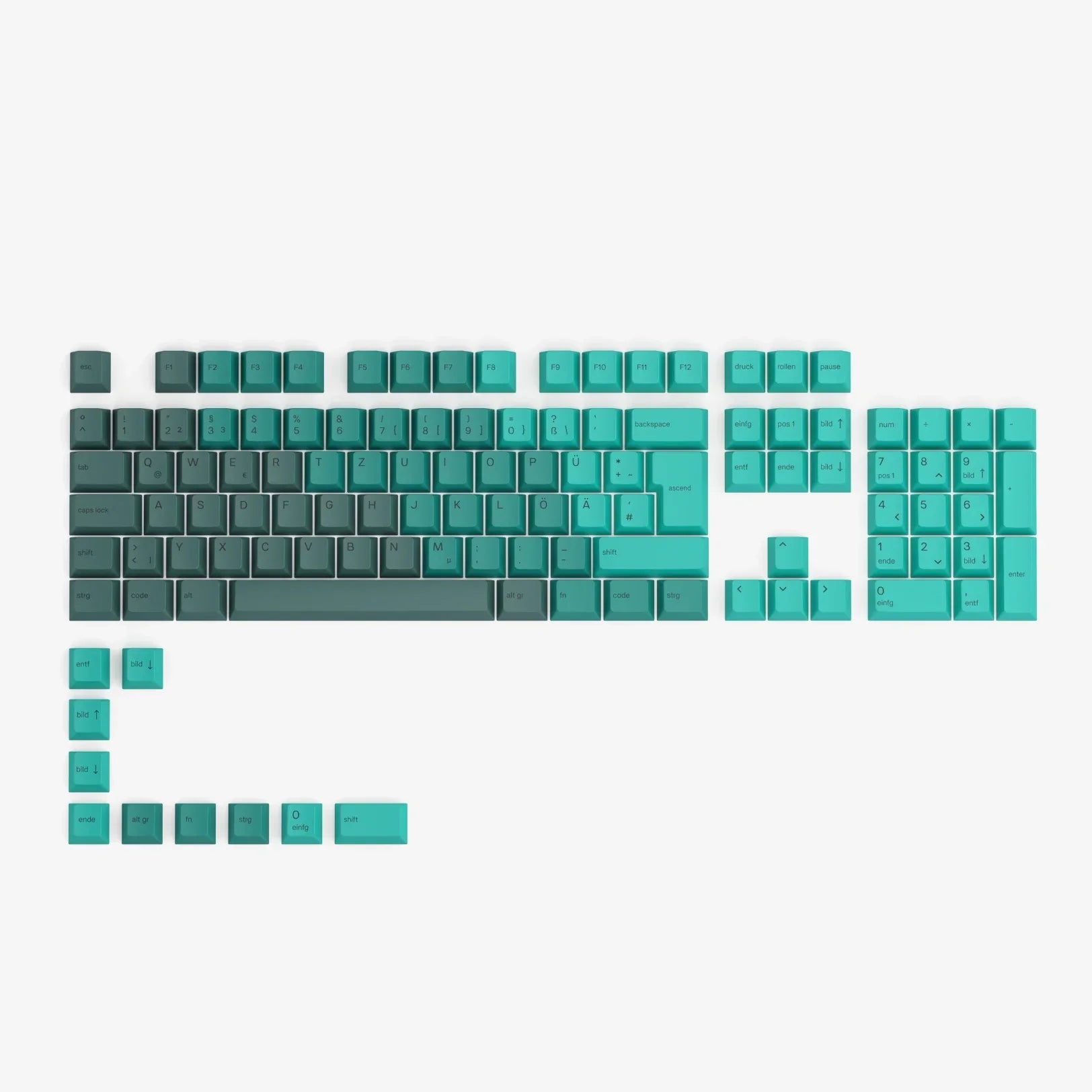 GPBT Rain Forest Keycaps in German, full kit layout