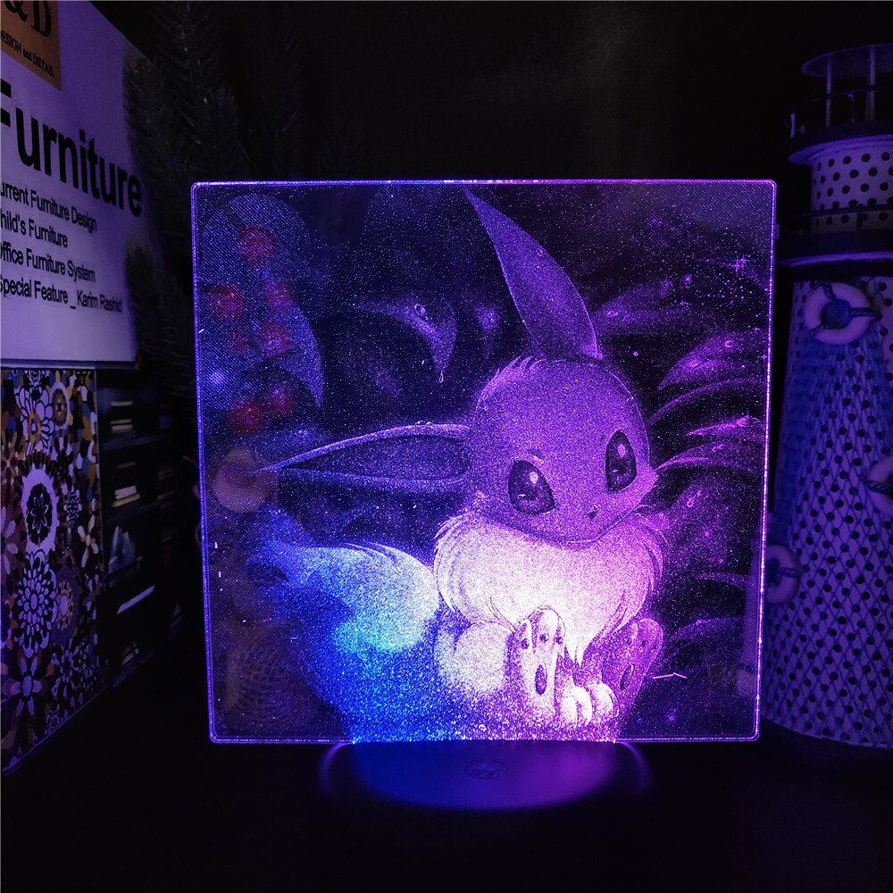 Lampe de Nuit 3D LED Hologramm Evoli Pokémon