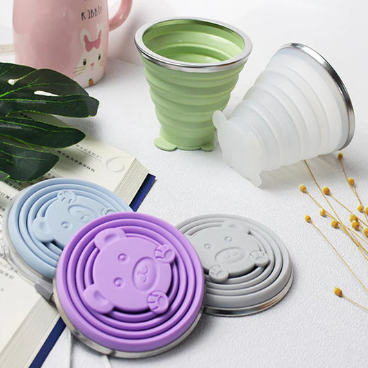 Petite Gourde Souple en Silicone avec Motif Ourson