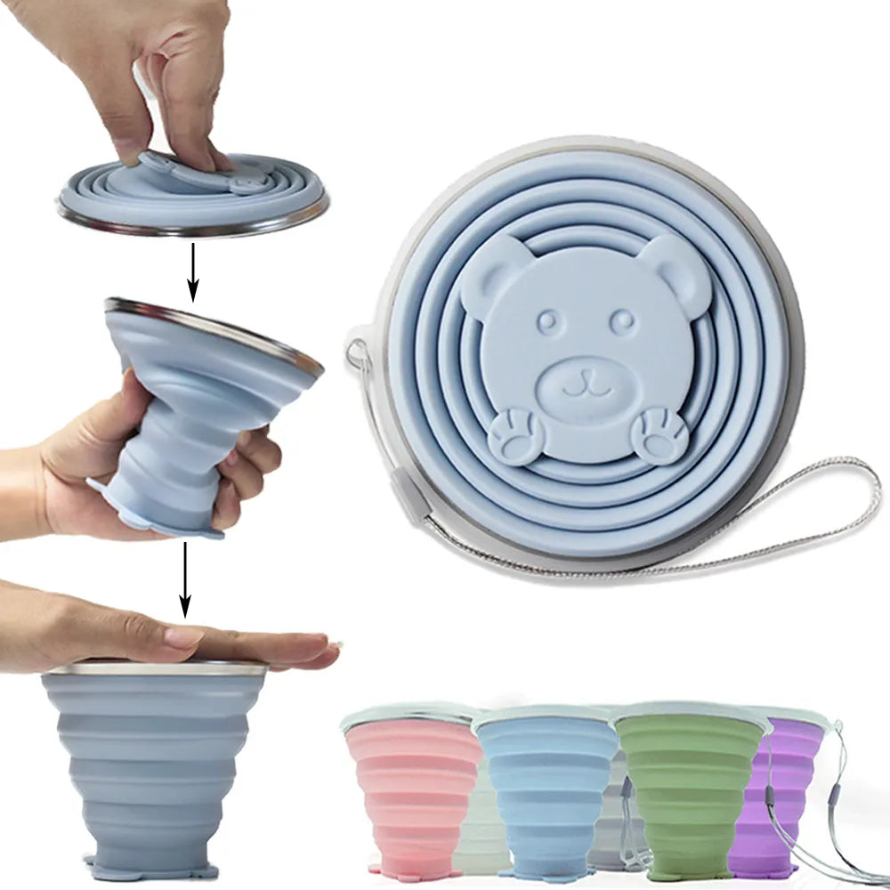 Petite Gourde Souple en Silicone avec Motif Ourson