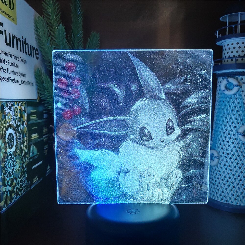 Lampe de Nuit 3D LED Hologramm Evoli Pokémon