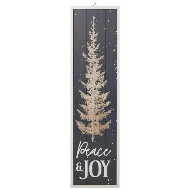 Panneau en Bois de Noël Peace & Joy 44''