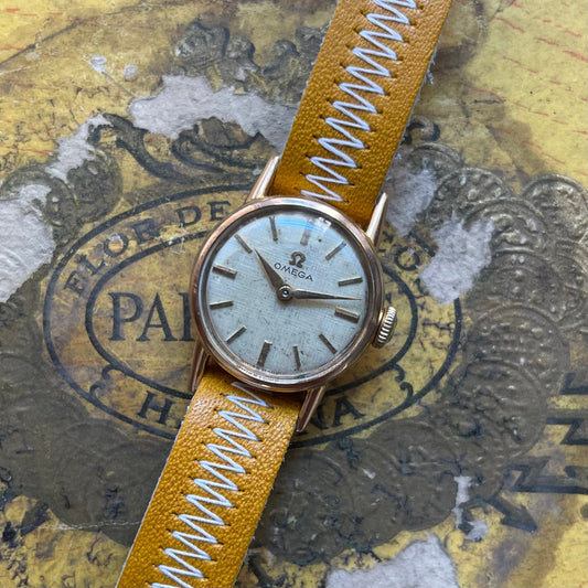 Omega kadın vintage saat 1940 keten kadran mekanik çelik kaplama altın