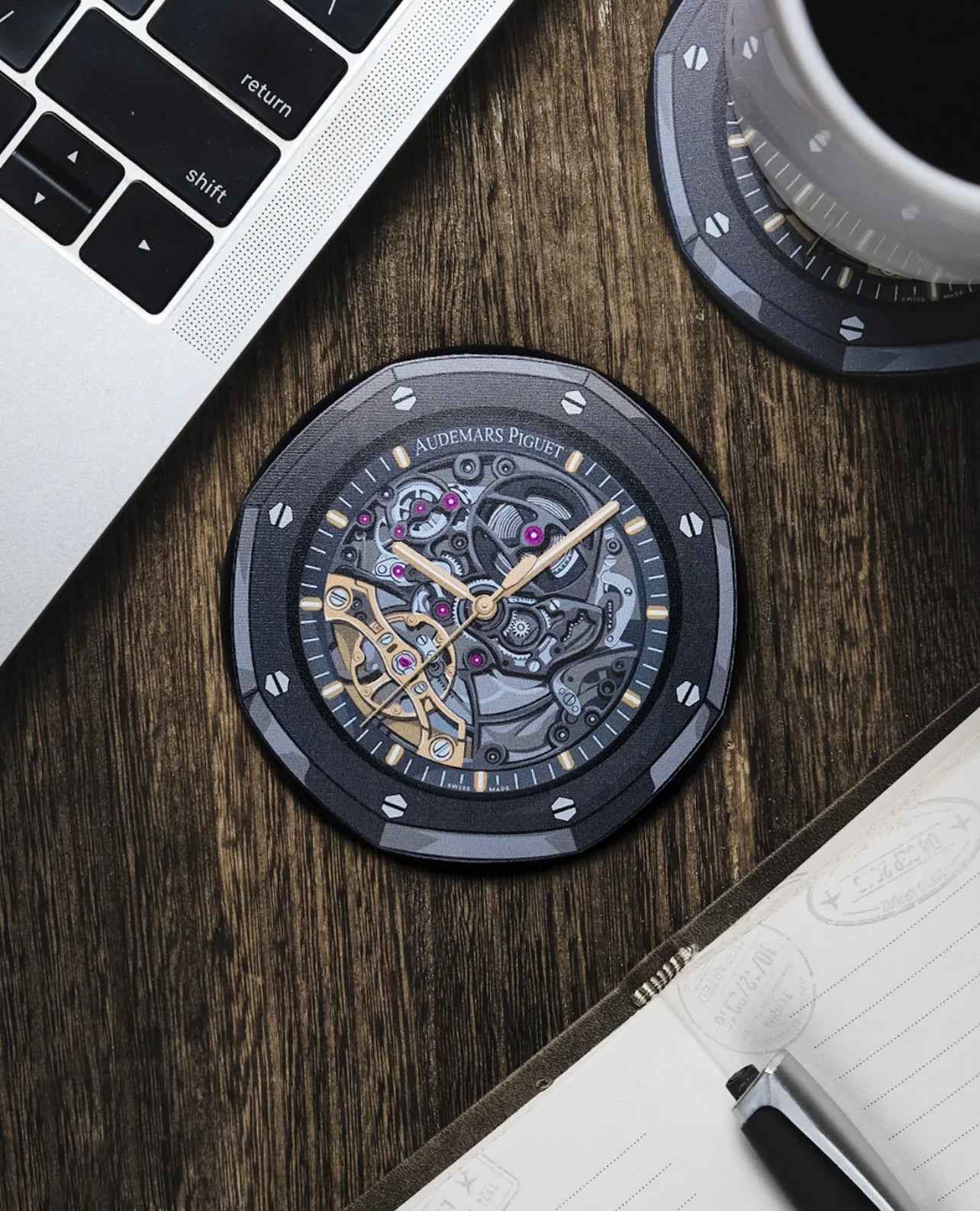 🥂 Sous-Verre en Silicone AP Royal Oak Openworked Ceramic – Pour Passionnés de Montres - Passeport Cases