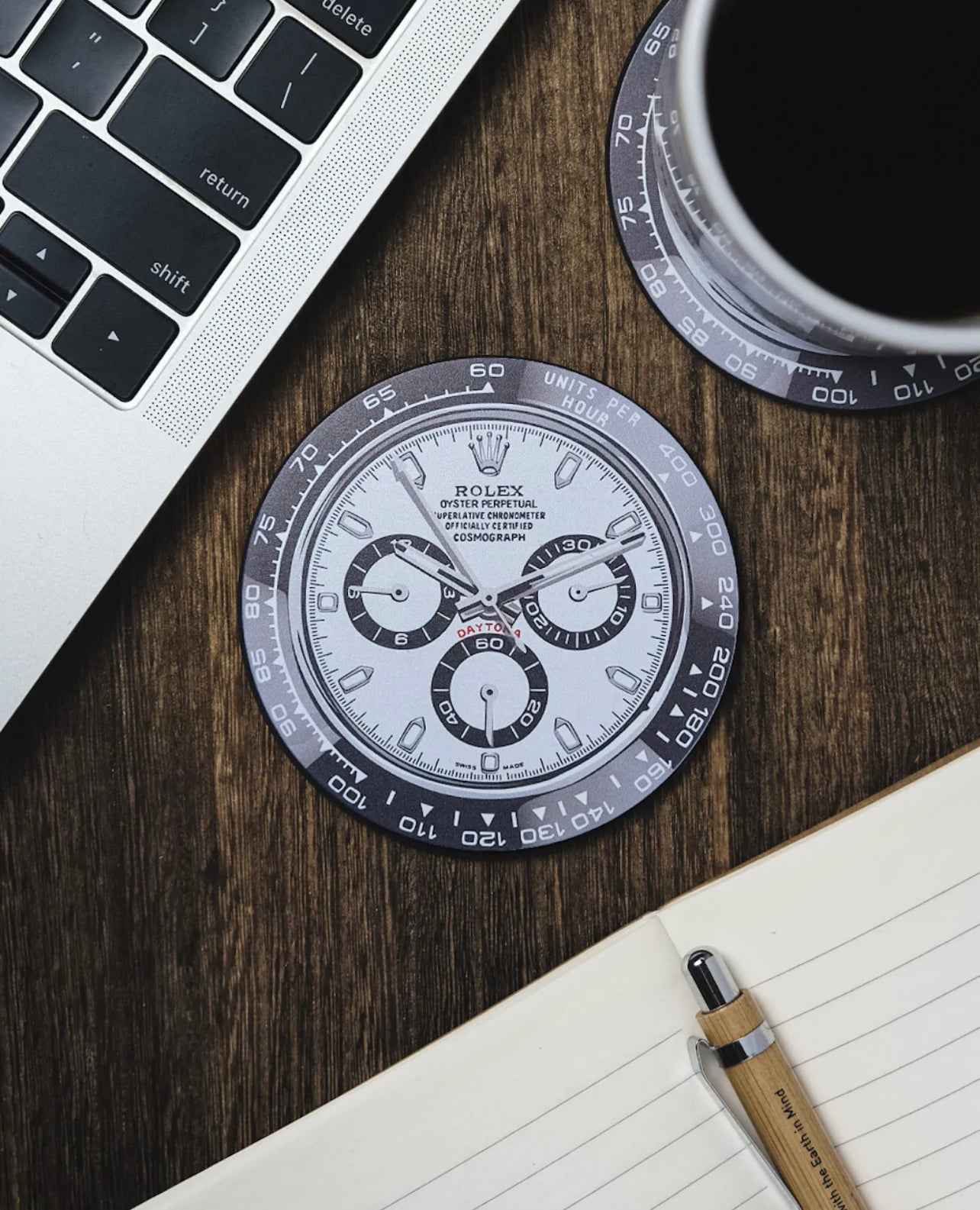 Sous-verres en Silicone Résistant à l'Eau Daytona Blanc pour Passionnés de Montres - Passeport Cases