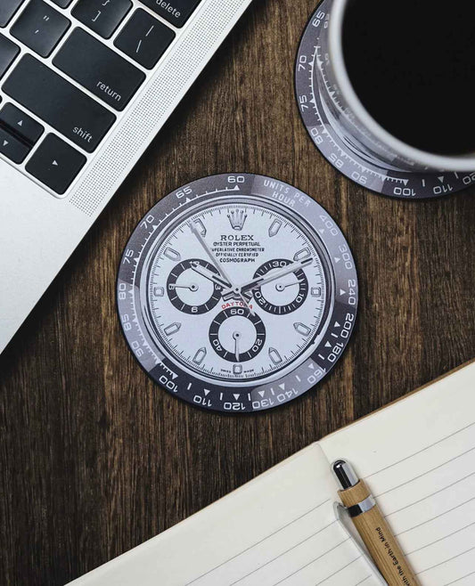 Sous-verres en Silicone Résistant à l'Eau Daytona Blanc pour Passionnés de Montres - Passeport Cases
