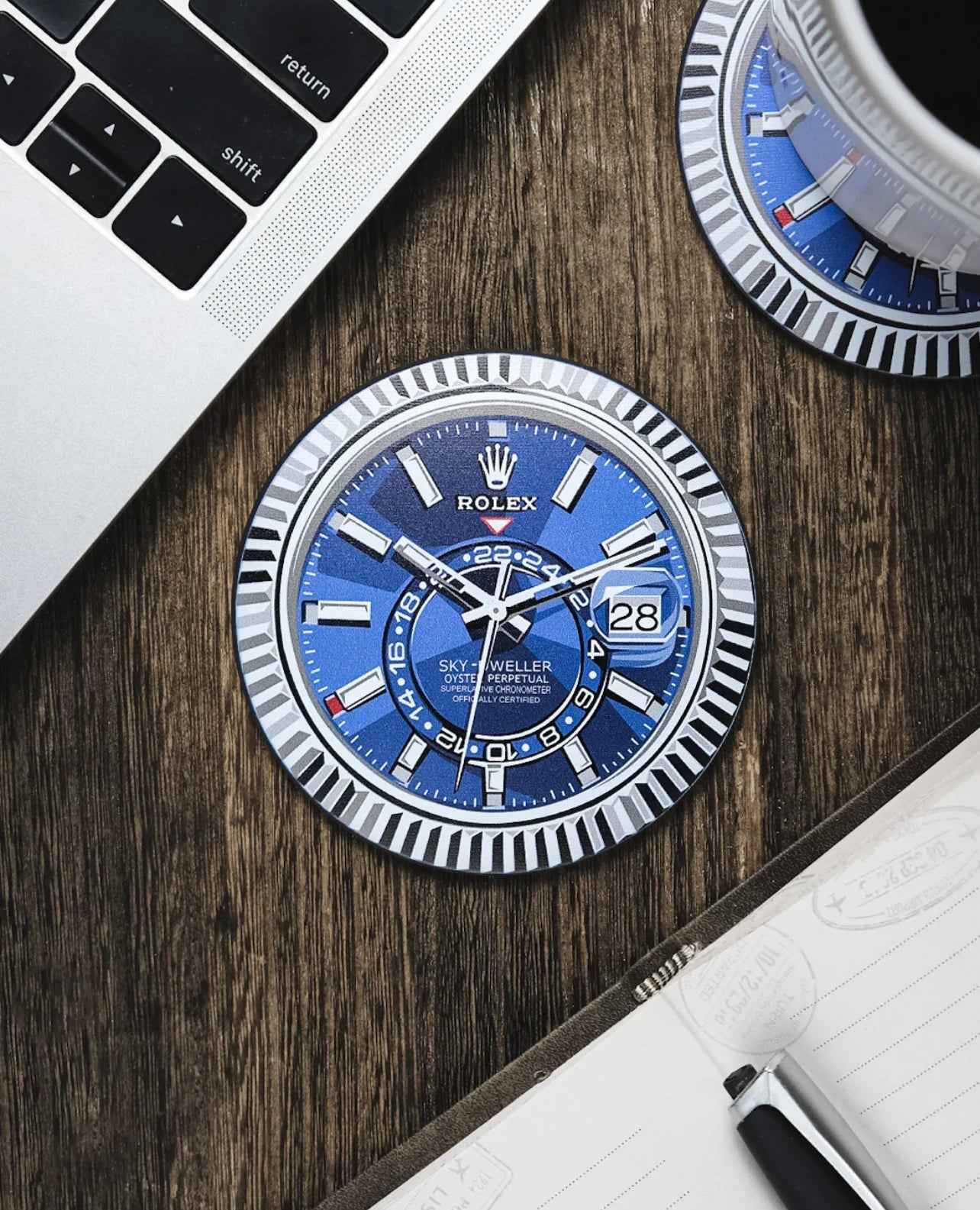 Dessous de Verre Skydweller pour Amateurs de Montres - Silicone Antidérapant, Résistant à l'Eau et à la Chaleur - Passeport Cases