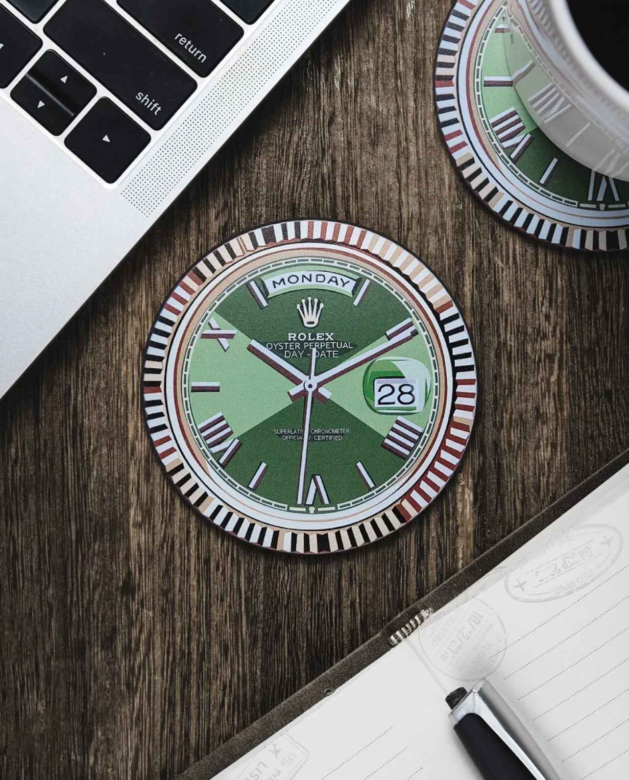 Sous-verres en Silicone Olive pour Enthousiastes de Montres - Passeport Cases